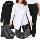 Schwarze Gummistiefeletten Echtleder Outfits image