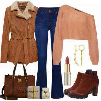 Outfit mit Braun Stiefel Paul Green "Missguided pullover"