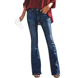 StarTreene Jeans Damen Ripped Jeanshose Schlaghose Stretch Elegante Schlagjeans Bootcut Skinny Jeans Hosen Langehose EU38 blau