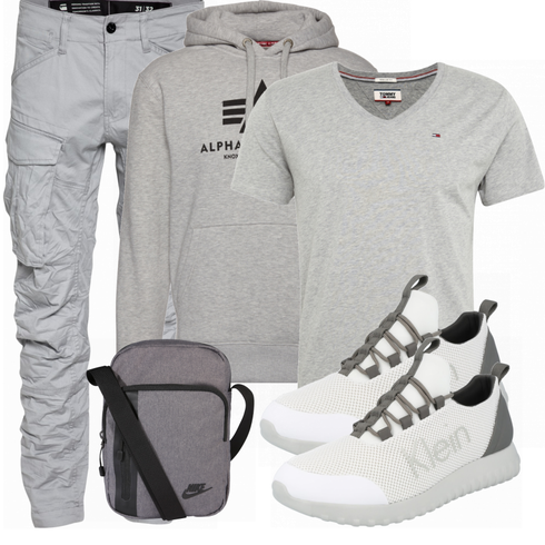 Grau T-Shirt Tommy Jeans kombinieren