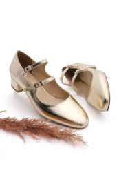 Women's Double Strap Classic Heel Shoes Alsef Gold