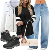 Wide Leg Jeans Regen Outfits image