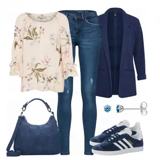 Gazelle Outfit mit Grau Sneaker Adidas Originals "Zoe"