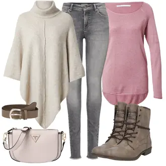 Outfit mit Grau/Hellgrau/Dunkelgrau Lederjacke/Biker Jeans/High Waist Jeans/Jeans mit Schlitz/Low Rise Jean/Push up Jeans/Slim Fit Jeans/Cuir Chaussures/Thermojeans/Winterjacke Only "Modischer Look für den Herbst"