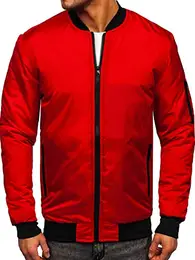 Herren Übergangsjacke Bomberjacke Fliegerjacke Pilotenjacke Baseballjacke Collegejacke Wind-Jacke Frühlingsjacke Freizeitjacke Outdoor Alltagsjacke Blouson J.STYLE AK95 Rot M [4D4]