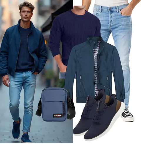 Blau/DunkelBlau Bomberjacke/Sportjacke/Leichte Jacke/2in1 Jacke/Herbstjacke/Innenfutter Jacke/Sommerjacke/Nylonjacke/Jacke mit Seitlichem Reißverschluss/Frühlingsjacke Allthemen kombinieren