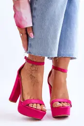 FD1 Pohodln semiov sandly na vysokm podpatku Fuchsia Essence