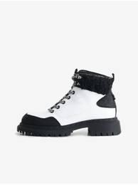 Black & White Trekking White Ankle Boots - Ladies