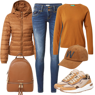 Outfity na podzim s Modrá Kožená bunda/Midi Kabát/Vest Dlouhý svetr LTB "Podzimní Vzhled"