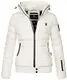MARIKOO Damen Winter Jacke Stepp Winterjacke Stehkragen gefüttert warm B667 [B667-Poiso-Weiß-Gr.M]