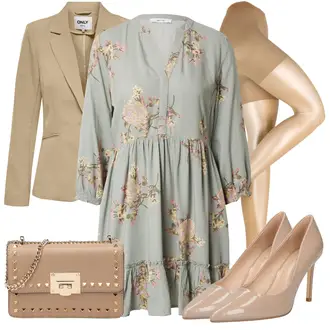 Hochzeit Gast Outfit mit Grau/Hellgrün/Hellblau/Grün/Braun BlusenKleid/3/4 Arm Kleid/Boho Kleid Sommer/Lässiges Kleid/Boho Kleid Elegant/HerbstKleid/Französisches Kleid/Gesmoktes Kleid/SommerKleid/Tunika Kleid/Klassische Tunika/Elegante Tunika/ausgefallene tunika/Tunika A-linie/Tuniken-Shirt About You "Eleganter Look"Look: Coachella, Malle, Gartenparty, Festival, 40 Geburtstag, Konzert, Hütten, Muttertag, Gala, Hochzeit