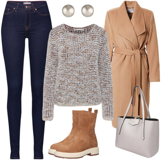 Outfit mit Dunkelblau Lederjacke/High Waist Jeans/Push up Jeans/Leder Schuhe/Thermojeans/Herren Lederjacke/Winterjacke Tommy Hilfiger "Warmer Alltagslook"