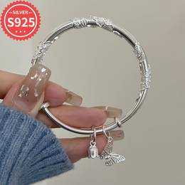 925 Low Allergy Flower And Pendant Bracelet Adjustable Bracelet Anti-oxidation Gift Box Packaging 5.6g
