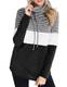 FANCYINN Damen Sweatshirt Gestreift Langarm Pullover Rollkragen Bluse Tops Schwarz