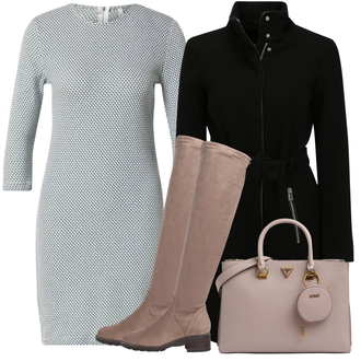 Outfit s Šedá/Zelená/Světle modrá/Světle zelená Zimní Pletené Šaty/Dlouhé pletené šaty/Svetrové Šaty/Šaty S Rolákem Only "Podzimní Outfit"