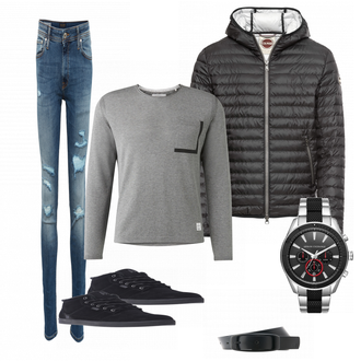 Outfit mit Weiß/Blau Uhr Armani Exchange "GStar"