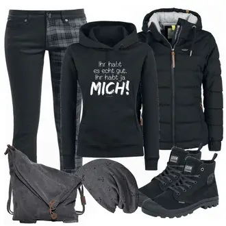 Warme Outfit mit Grau/Dunkelgrau/Hellgrau Hut Bandana/Ohrenwärmer/Winter Mütze/Kopfbedeckung/Mütze Caripe "Mich"