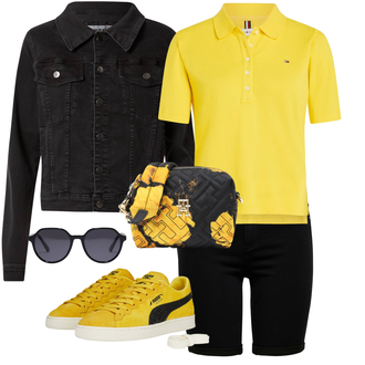 Outfit s Černá Košile Bermuda/Šortky/Vysoký pas Kraťasy/Džínový Šortky Only "Vkusný letní outfit"