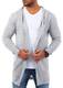 CARISMA Herren Feinstrick Cardigan Weste Strickjacke mit Kapuze Lange Passform Oversize Long fit 7717, Grösse:M, Farbe:Grau