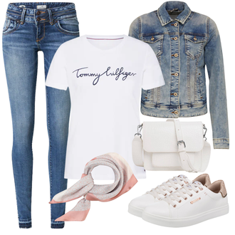 Outfit sa Pink/Crvena/Zeleno/Plava Bluza top/Majica za plažu/Traperice/Party Top/Pulover za plažu/Top za plažu/Balon majica/Ležerni topić/Majica za plažu/Jakna/Košulja top/Majica s printom/Kratki top Tommy Hilfiger "Tvoj Otmjeni Outfit"