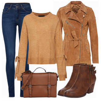 Outfit mit Weiß Freaky Nation "JeansBrown"