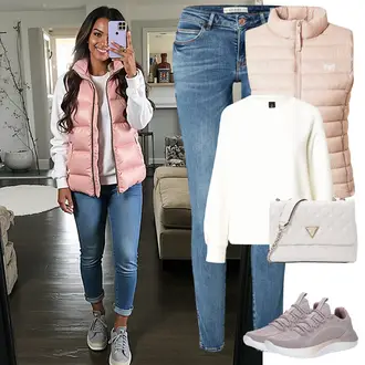 tenues avec Blanc/Crème/Beige Sweat En Polaire/Veste en cuir/Sweat-shirt de sport/Pull 2 en 1/Pull Basique/Pull Carmen/Pull en Maille Fine/Pull en Cachemire/Pull à Col Montant/Pull Simple/Pull de sport Skechers "Tenue légère"