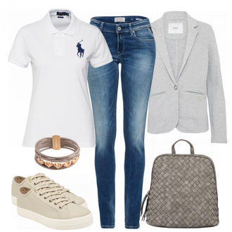 Outfit mit Weiß Poloshirt Polo Ralph Lauren "Jasmin"