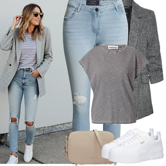 Outfit mit Grau/Weiß Sneaker Low/Plateau-Sneaker Puma "Frühling outfit"