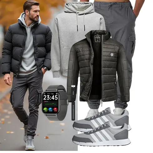 Dunkelgrün/Grau/Schwarz/Dunkelgrau/Khaki Isolationsjacke/Außergewöhnliche Jacke/Jacke mit Seitlichem Reißverschluss/2in1 Jacke/Puffer Jacke/Winterjacke/Thermojacke/Kunstfaserjacke/Hybridjacke/Steppjacke Amaci&Sons kombinieren