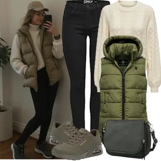 Jeans Outfits Winter mit Weiß/Beige/Khaki/Orange/Creme Wollpullover/Winterpullover/Vintage Pullover/Basic Pullover/Einfacher Pullover/Strickpullover/Zopfmuster Pullover Only "Perfekt für die Freizeit"