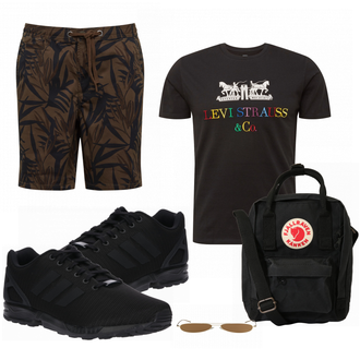 Outfit mit Schwarz Schultertasche Fjällräven "Freizeit Outfit"