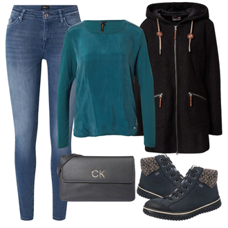 Na Procházku Zima Outfit s Tmavě modrá/Světle modrá Trekingová Bota/Bota Na Pěší Turistiku/Vodotěsná outdoorová Bota/Nepromokavá Bota/Kožené pánské obuv/Teniska Zimní Tenisky Rieker "Zimní outfity"Look: Jízda na koni, Skating, Trekking, Na Procházku, Bruslení, Apres ski