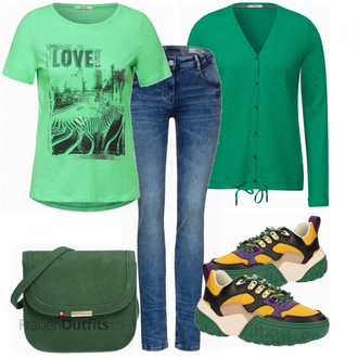 Outfit mit Grün/Türkis Sneaker SCOTCH & SODA "Cooler Look Für Den Frühling"