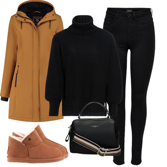 Outfit met zwart Opstaande kraag cardigan/Winter vest/Gebreide Poncho/Wollen vest/Cardigan met ronde hals/Kasjmier cardigan Knit Factory "Outfit voor de winter"