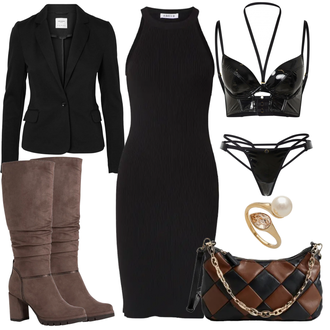 Winter Outfits mit Schwarz Mantel/Blazerjacke/Lederjacke/Strick­blazer/Kurzblazer/Sweatblazer/Lederjacke für Männer/Lederjacke/Strick Große VERO MODA "Modisches Winter Outfit"
