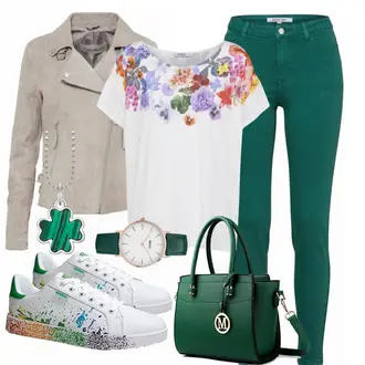 Gefütterte Outfit mit Grau/Beige/Lila/Braun Mantel/Herbstjacke/Bikerjacke/Cordjacke/Außergewöhnliche Jacke/Jacke mit Seitlichem Reißverschluss/Lederjacke/Motorradjacke/Frühlingsjacke/Sommerjacke/Wolljacke Freaky Nation "green"