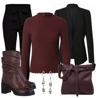 Outfit mit Schwarz/Rot Sweatshirt Only "Büro Outfit"