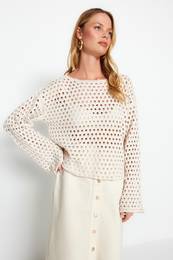 Stone Fine Openwork/Perforated Knitwear Sweater