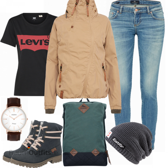 Winter Outfits Schön Rückenausschnitt mit Schwarz/Dunkelrot/Weiß/Rot Ausgefallenes T-shirt/Umstands T-Shirt/Strickshirt/T-Shirt Mit Print/Print Shirt/Kurzarm T-Shirt/Schlaf T-Shirt/Shirt-Set/Wickelshirt levi's ® "NAKETANO Jacke"Look: Rad, Coole, Schön, Sexy, Techno, Uni