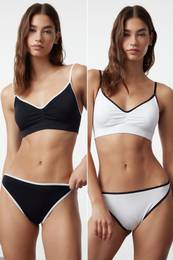 Black-White 2 Pack Seamless Brazilian Knitted Panties