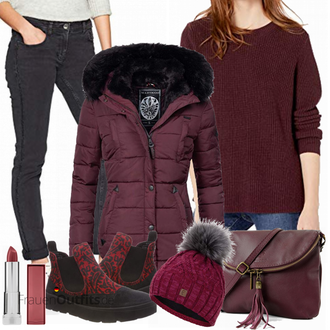 Outfit mit Rot/Dunkelrot Winter Stiefelette/Schuh Ohne Schnürsenkel/Lederjacke/Walkingschuh/Herren Lederschuhe/Chelsea Boot/Flache Stiefelette/Wasserfester Schuh/Bequemer Schuh/Winter Sneaker Think! "SOliver Jeans"