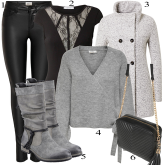 Décolleté Cascade tenues avec Gris/Beige/Marron Manteau en Laine Polaire/Manteau Polaire Tricot/Manteau Bouclé/Manteau d'Hiver Manteau de Laine/Manteau en Maille Only "tenues parfaite"