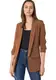 Generic Blazer Damen Elegant - Damenjacke ohne Verschluss mit Faltigen Ärmeln - Kurzarm Mantel - Business Outfit Damen Longblazer, Kleidung Damen Elegant (Braun, M)