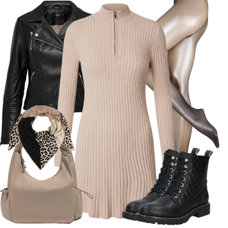 Outfit mit Schwarz/Beige/Braun/Weiß Schal/Kopftuch/Bandana About You "Herbst Outfit in warmen Farben"