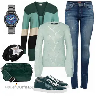 Warme Outfit mit Schwarz/Grau/Silber/Rosa Hut Ohrenwärmer/Kopfbedeckung/Winter Mütze/Mütze styleBREAKER "VERO MODA Pullover"