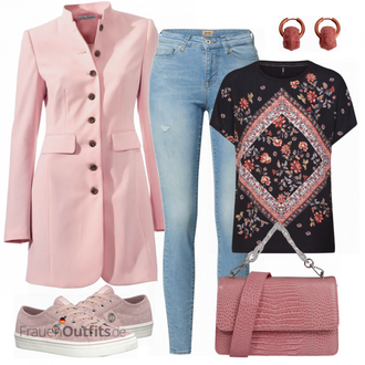 Outfit mit Blau/Hellblau/Braun Lederjacke/High Waist Jeans/Jeans mit Schlitz/Push up Jeans/Schlupfjeans/Leder Schuhe/Herren Lederjacke Only "Klassische Frühlings Outfits"