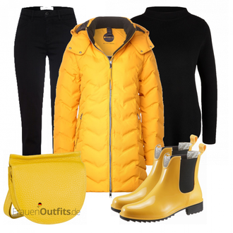 Outfit mit Gelb Stiefel Rieker "Herbstlicher Look"