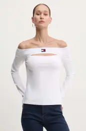 Majica z dolgimi rokavi enska, bela barva, DW0DW18437