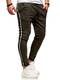 Rello & Reese Herren Jogger-Hose Stripe Slim Fit Hose JN-1208 [Khaki, S]