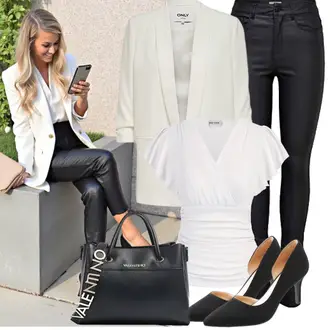 Spanische Outfit mit Schwarz/Lila/Creme/Dunkelblau/Braun Shopper valentino "Eleganter Look"Look: Premium, Büro, Hippie, Schön, Italienische, Spanische